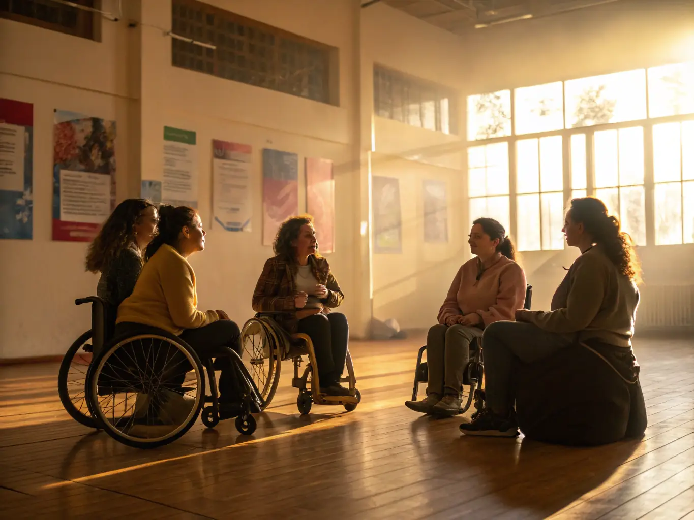 An image depicting a group of women participating in a workshop, smiling and engaged, in a bright and welcoming space, symbolizing empowerment and community support provided by AVAF's programs.