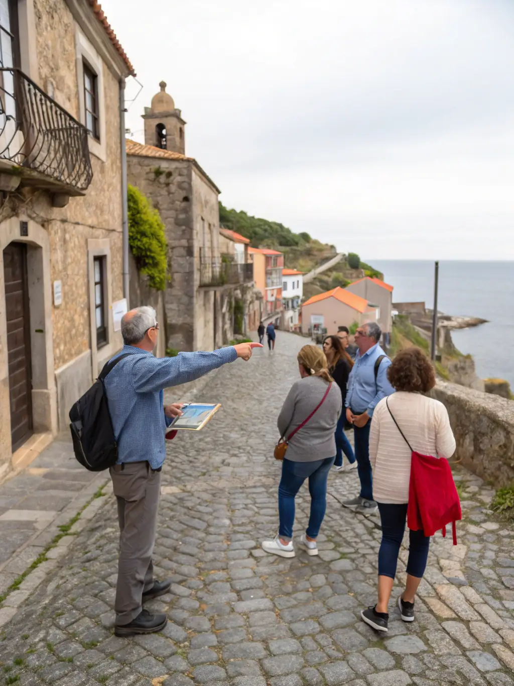 A photograph of a guided architectural tour through the historic streets of Digne-les-Bains, highlighting key architectural landmarks and cultural sites.